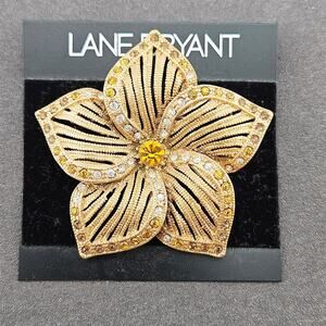 Lane Bryant Gold and Yellow Floral Brooch